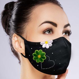 Daisy and Heart Face Mask w/ filter pocket